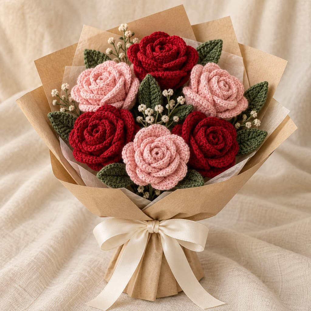 Crochet Rose Bouquet