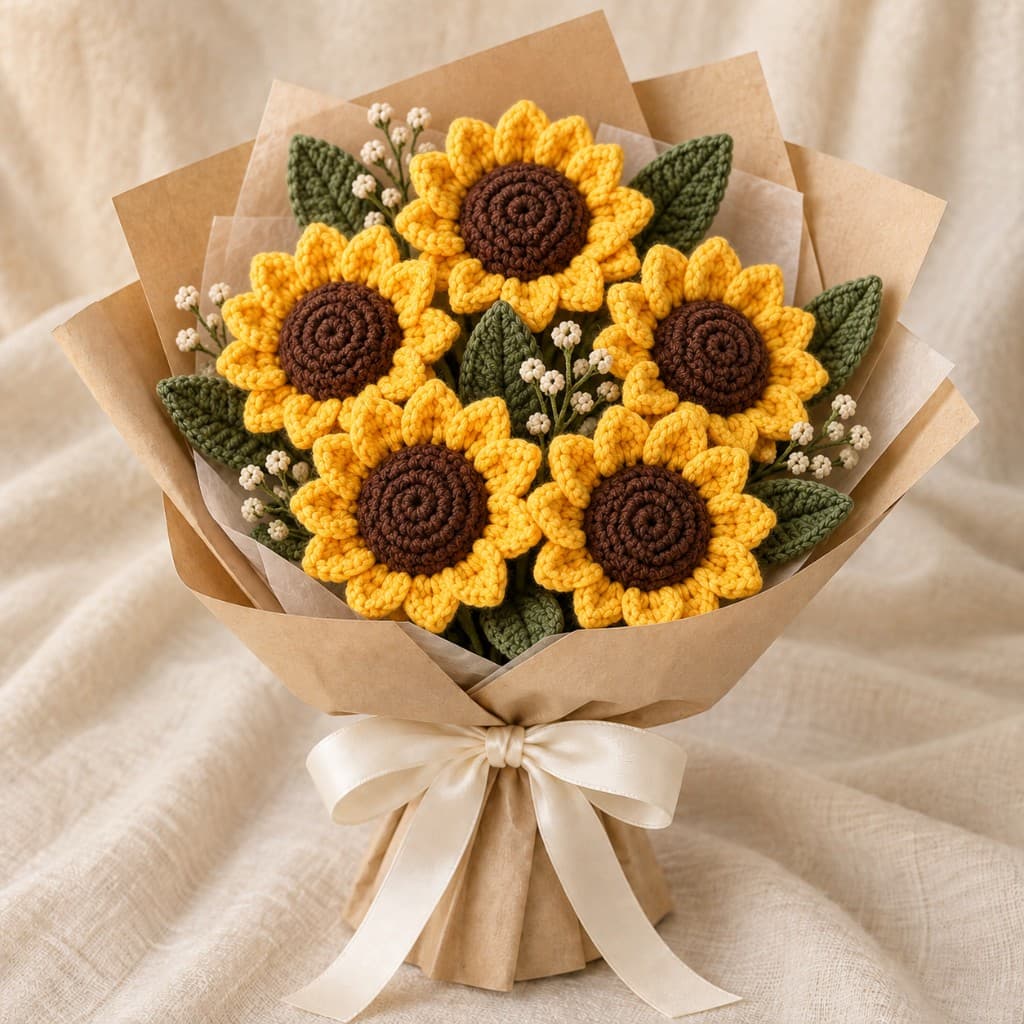 Crochet Sunflower Bouquet