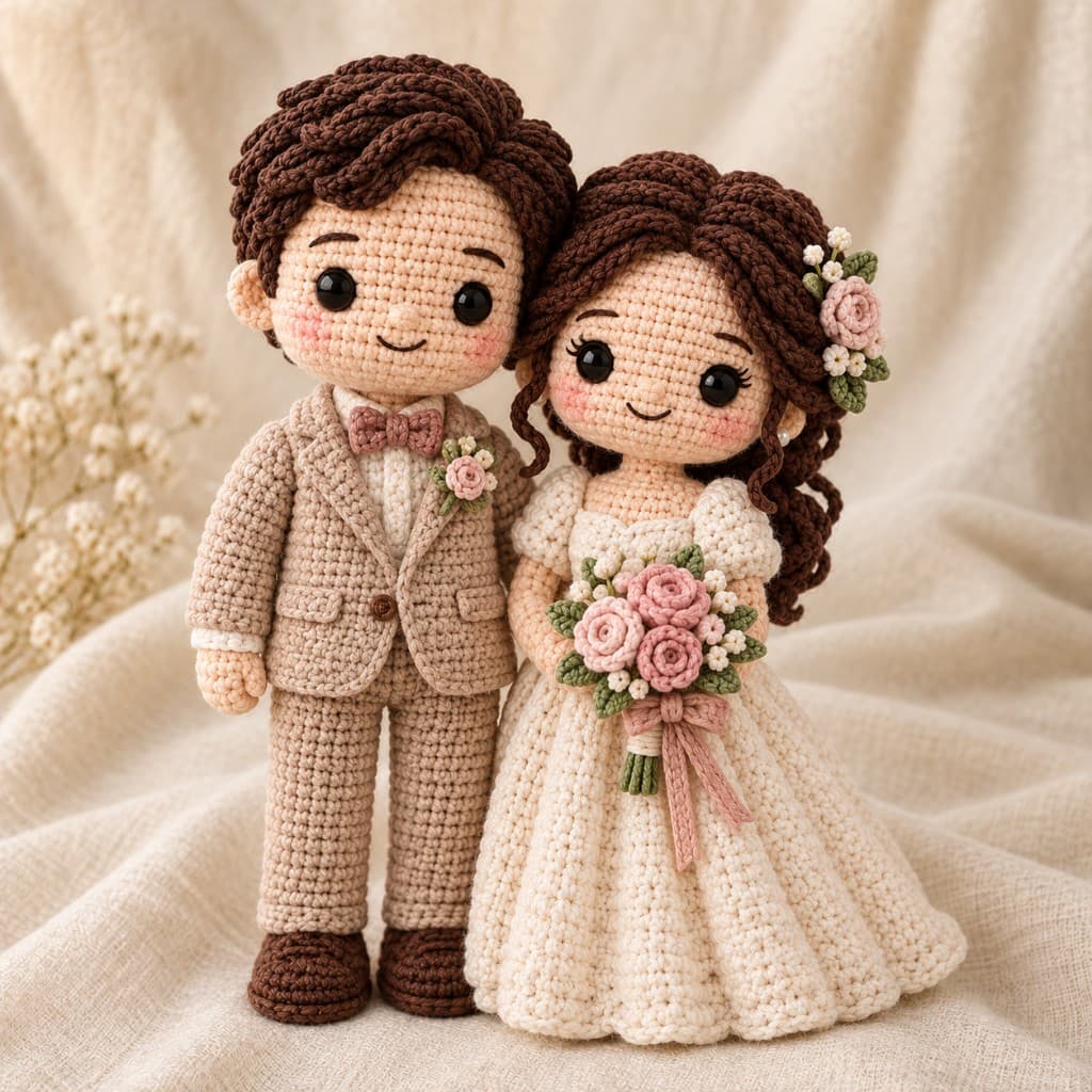 Crochet Wedding Couple Dolls